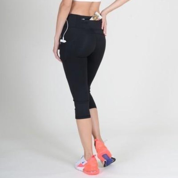 Women's High Waist 5 Pocket Capri Workout Leggings - Picture 5 of 6